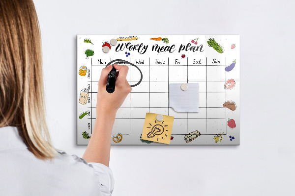 Tablă cu marker Plan de masă pentru fiecare săptămână