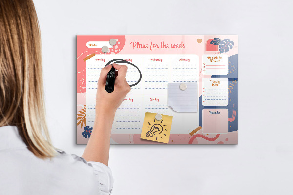 Tablă cu marker Planificator săptămânal cu spațiu pentru fotografii