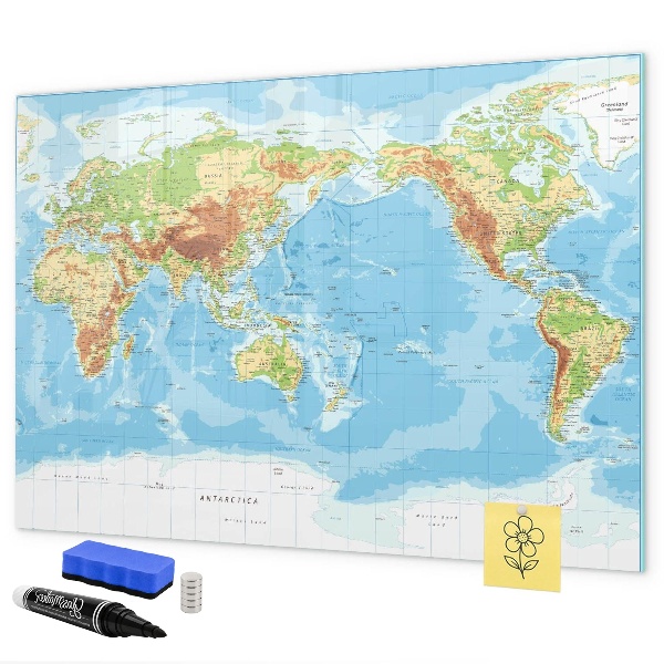 Tablă cu marker Hartă a lumii cu fotografii și accesorii