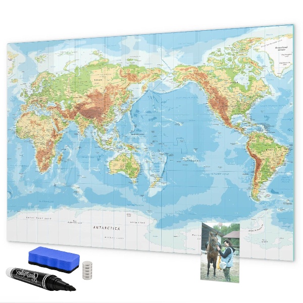 Tablă cu marker Hartă a lumii cu fotografii și accesorii