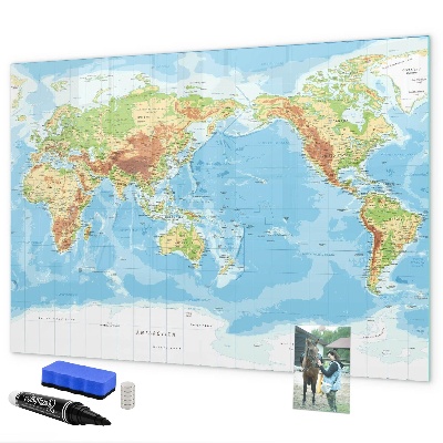 Tablă cu marker Hartă a lumii cu fotografii și accesorii