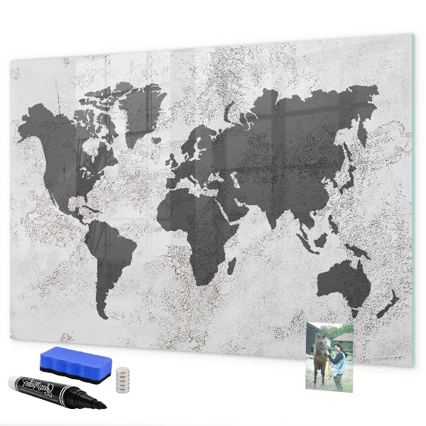 Tablă cu marker O hartă a lumii cu amintiri și notițe
