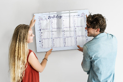Tablă cu marker Calendar de ziua de naștere cu spațiu pentru fotografii