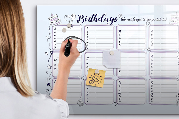 Tablă cu marker Calendar de ziua de naștere cu spațiu pentru fotografii