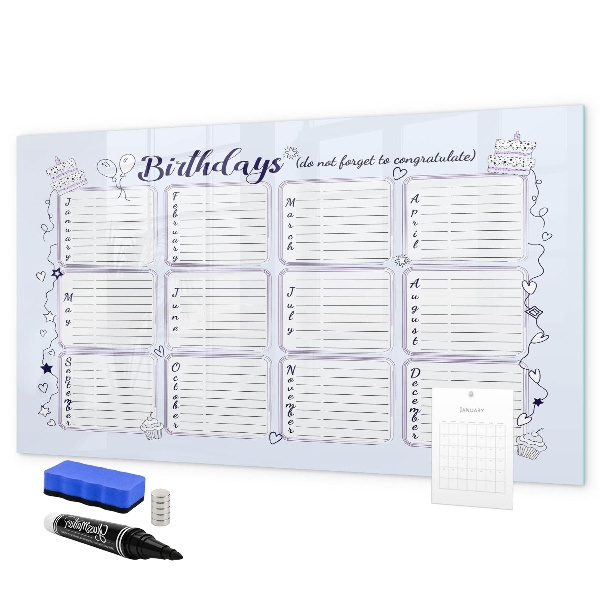 Tablă cu marker Calendar de ziua de naștere cu spațiu pentru fotografii