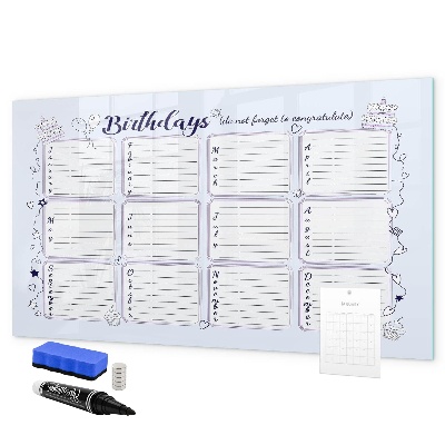 Tablă cu marker Calendar de ziua de naștere cu spațiu pentru fotografii