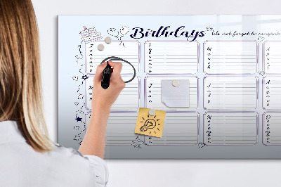 Tablă cu marker Calendar de ziua de naștere cu spațiu pentru fotografii