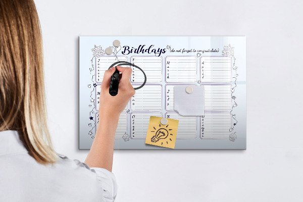 Tablă cu marker Calendar de ziua de naștere cu spațiu pentru fotografii