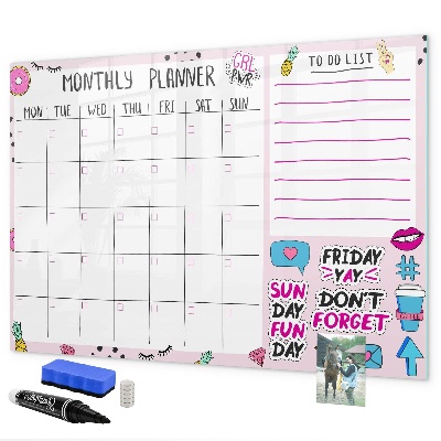 Tablă cu marker Planificator lunar cu spațiu pentru fotografii