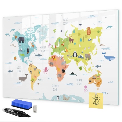 Tablă magnetică de scris Hartă interactivă a lumii pentru personalizare