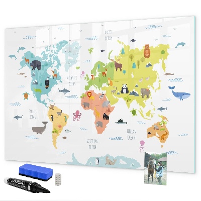 Tablă magnetică de scris Hartă interactivă a lumii pentru personalizare