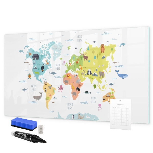 Tablă magnetică de scris Hartă interactivă a lumii pentru personalizare