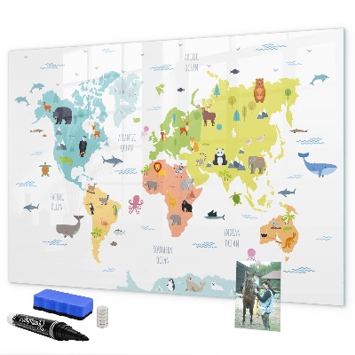 Tablă magnetică de scris Hartă interactivă a lumii pentru personalizare