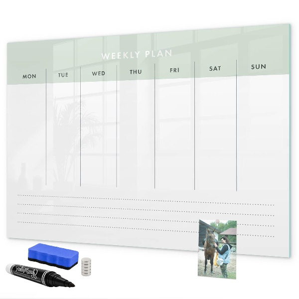Tablă cu marker Plan săptămânal cu spațiu pentru fotografii