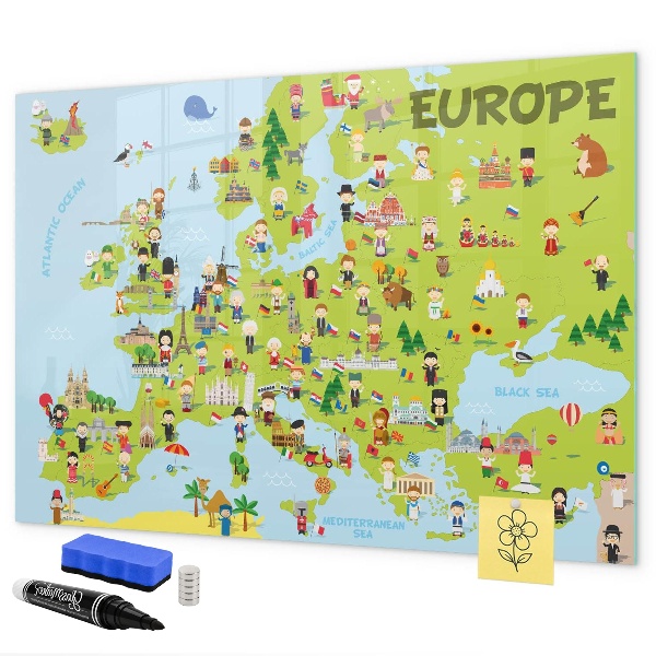 Tablă magnetică de scris Hartă interactivă a Europei pentru a marca călătoriile tale