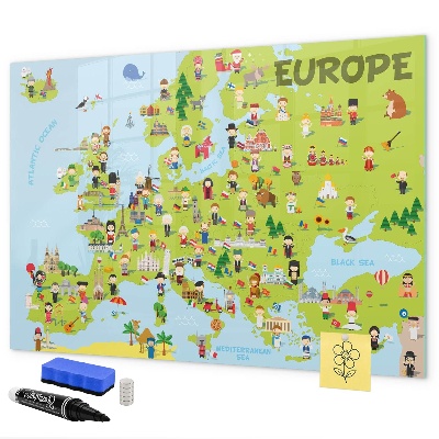 Tablă magnetică de scris Hartă interactivă a Europei pentru a marca călătoriile tale