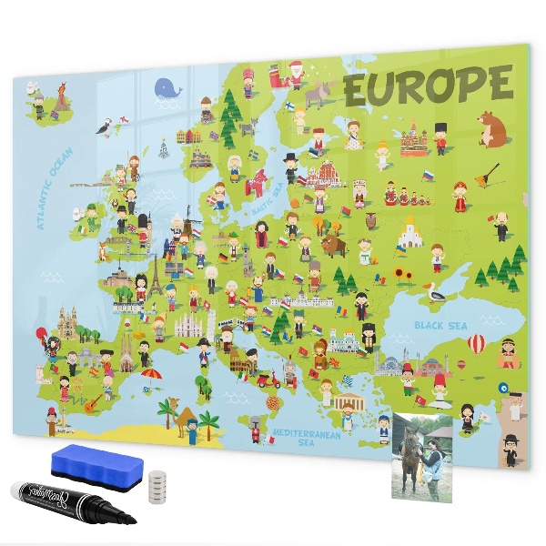 Tablă magnetică de scris Hartă interactivă a Europei pentru a marca călătoriile tale