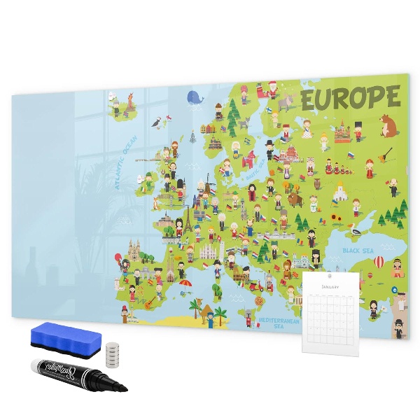 Tablă magnetică de scris Hartă interactivă a Europei pentru a marca călătoriile tale