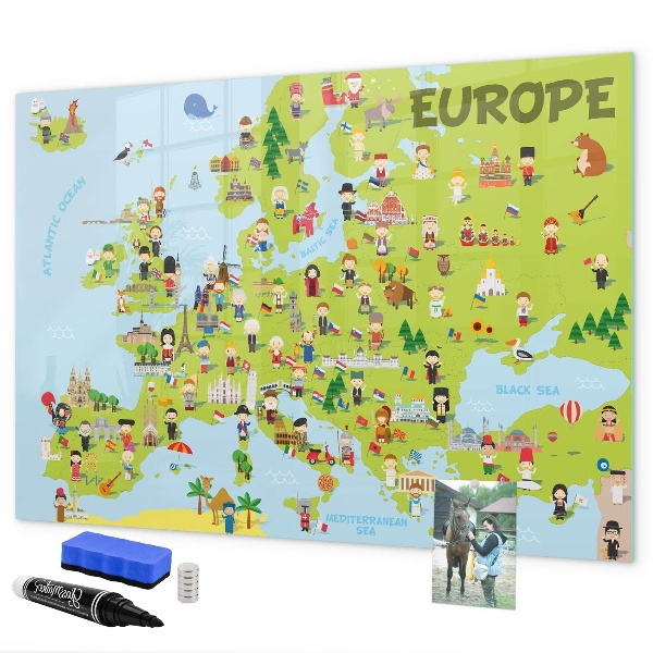 Tablă magnetică de scris Hartă interactivă a Europei pentru a marca călătoriile tale