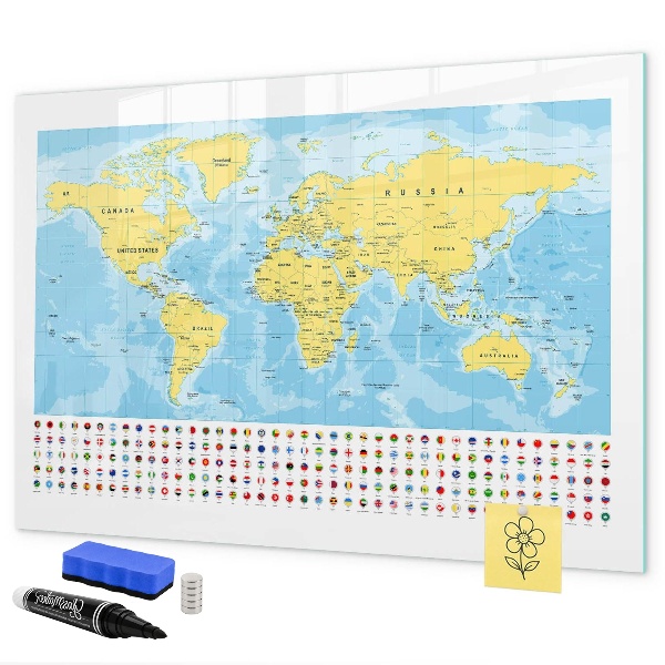 Tablă cu marker O hartă a lumii pentru personalizare și amintiri