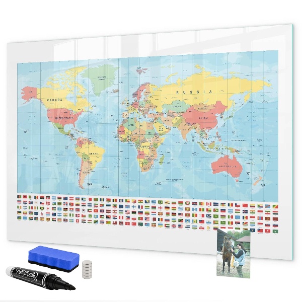 Tablă cu marker Hartă a lumii cu locuri de marcat