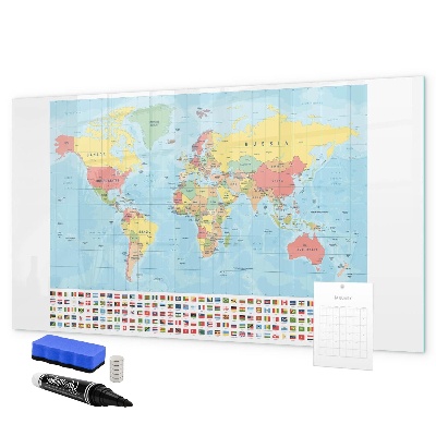 Tablă cu marker Hartă a lumii cu locuri de marcat