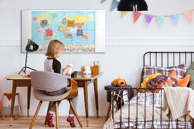 Tablă cu marker Hartă a lumii cu locuri de marcat
