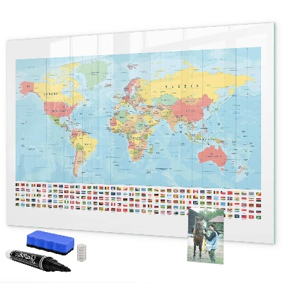 Tablă cu marker Hartă a lumii cu locuri de marcat