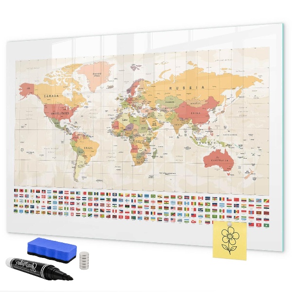 Tablă magnetică de scris Hartă a lumii pentru personalizarea fotografiilor