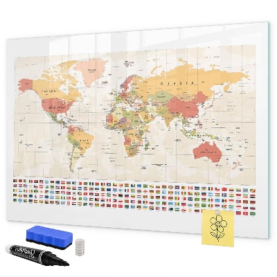 Tablă magnetică de scris Hartă a lumii pentru personalizarea fotografiilor