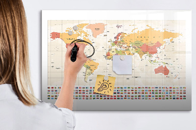 Tablă magnetică de scris Hartă a lumii pentru personalizarea fotografiilor