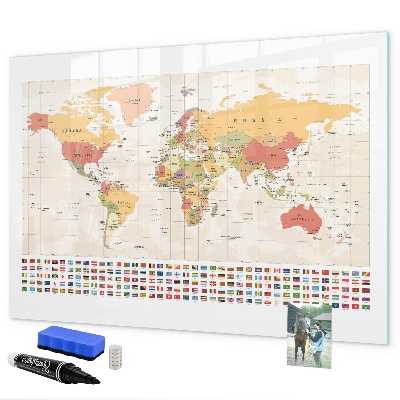 Tablă magnetică de scris Hartă a lumii pentru personalizarea fotografiilor