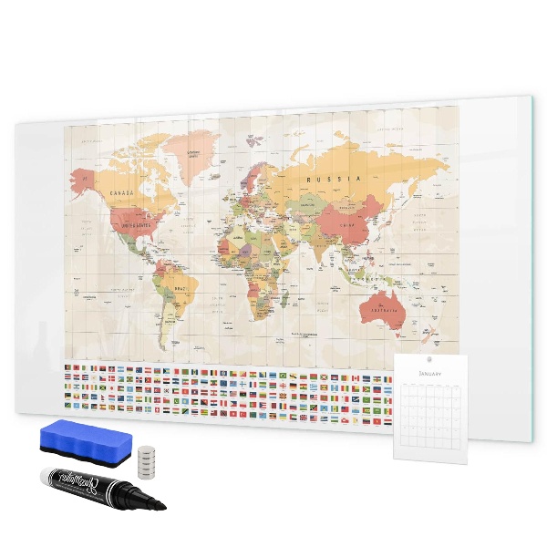 Tablă magnetică de scris Hartă a lumii pentru personalizarea fotografiilor
