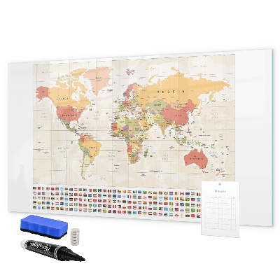 Tablă magnetică de scris Hartă a lumii pentru personalizarea fotografiilor