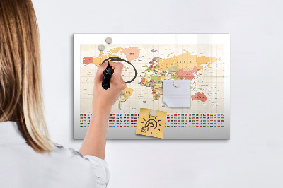 Tablă magnetică de scris Hartă a lumii pentru personalizarea fotografiilor