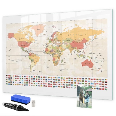 Tablă magnetică de scris Hartă a lumii pentru personalizarea fotografiilor