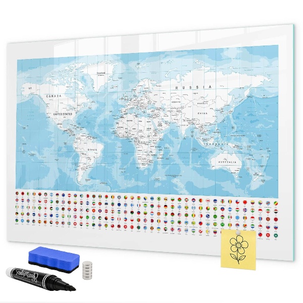 Tablă cu marker Hartă a lumii cu locuri de marcat