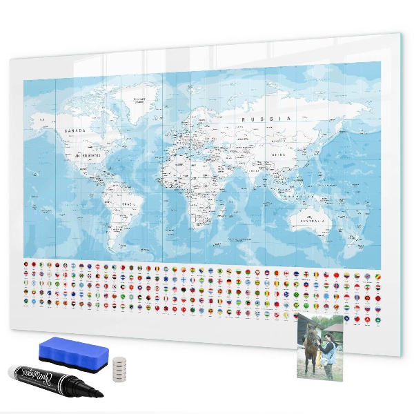 Tablă cu marker Hartă a lumii cu locuri de marcat