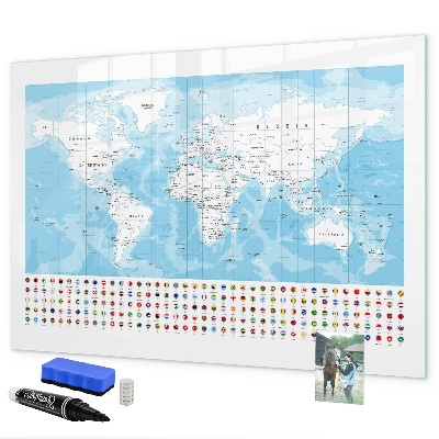 Tablă cu marker Hartă a lumii cu locuri de marcat