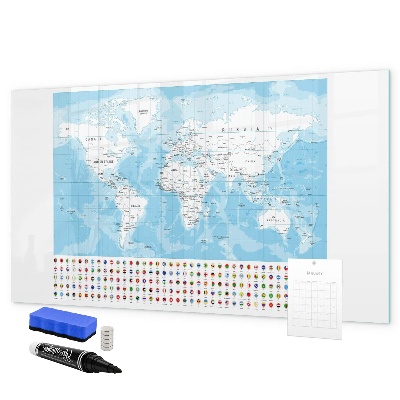 Tablă cu marker Hartă a lumii cu locuri de marcat