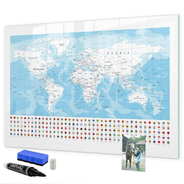 Tablă cu marker Hartă a lumii cu locuri de marcat