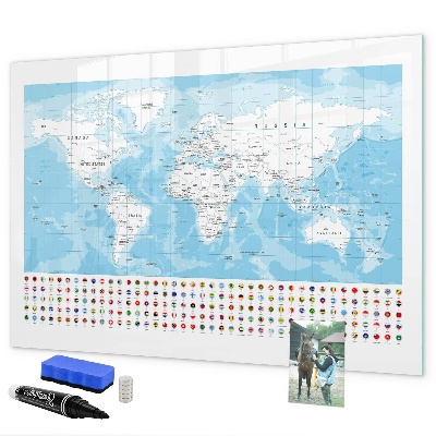 Tablă cu marker Hartă a lumii cu locuri de marcat