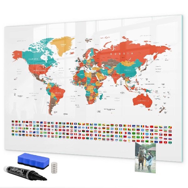 Tablă magnetică de scris Hartă interactivă a lumii cu fotografii