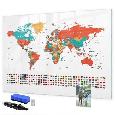 Tablă magnetică de scris Hartă interactivă a lumii cu fotografii
