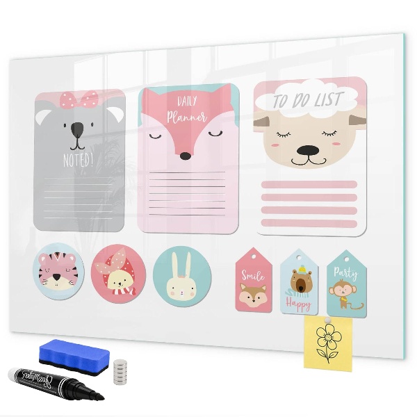 Tablă cu marker Planificator colorat cu motive animale