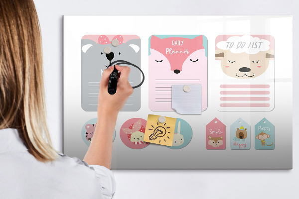 Tablă cu marker Planificator colorat cu motive animale