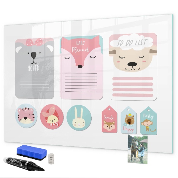 Tablă cu marker Planificator colorat cu motive animale