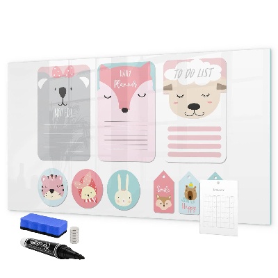 Tablă cu marker Planificator colorat cu motive animale