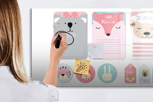 Tablă cu marker Planificator colorat cu motive animale