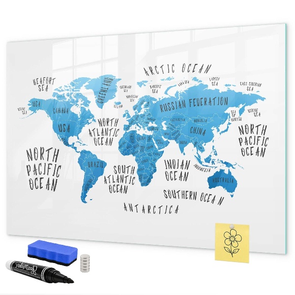 Tablă magnetică de scris Hartă a lumii pentru personalizarea fotografiilor